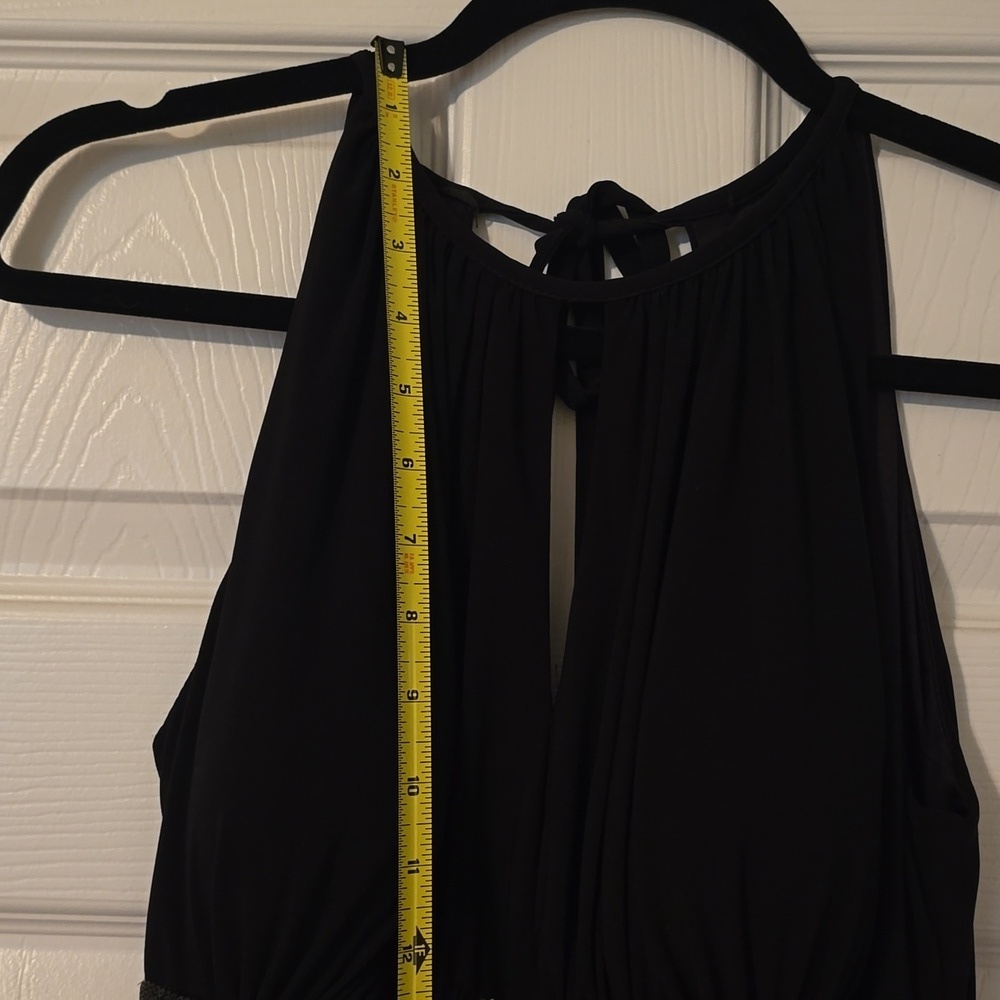 R&M Richards Black Maxi Dress with Sequin Detail And Built In Bra Size 6 (#9) - Picture 7 of 8
